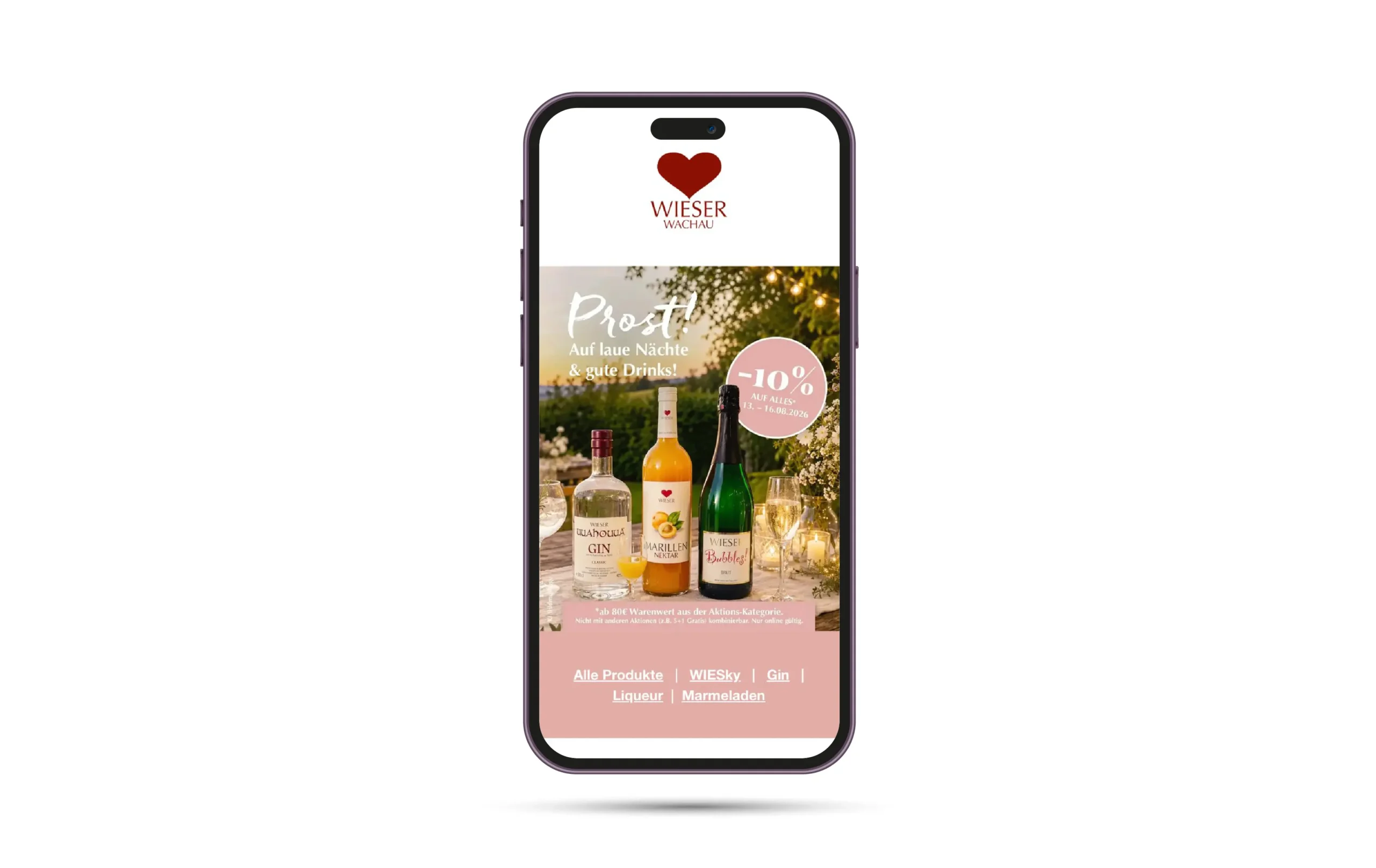 Newsletter Wieser Wachau 2026 iphone Mockup